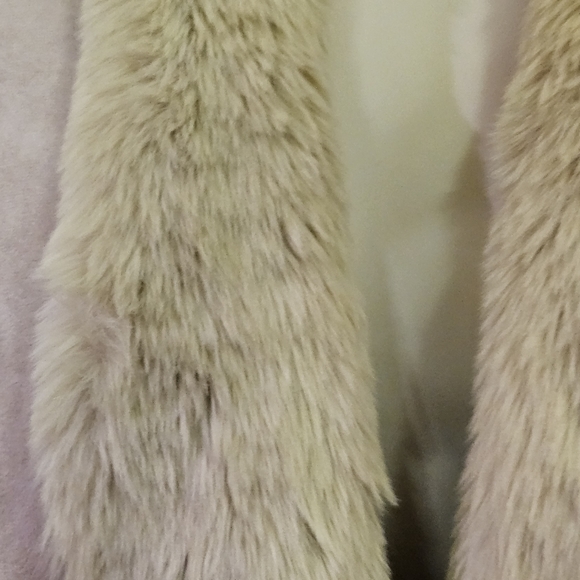 Loft (Ann Taylor Loft) Cream Faux Suede Faux Fur Trim & Lining Vest, Large - Picture 9 of 16